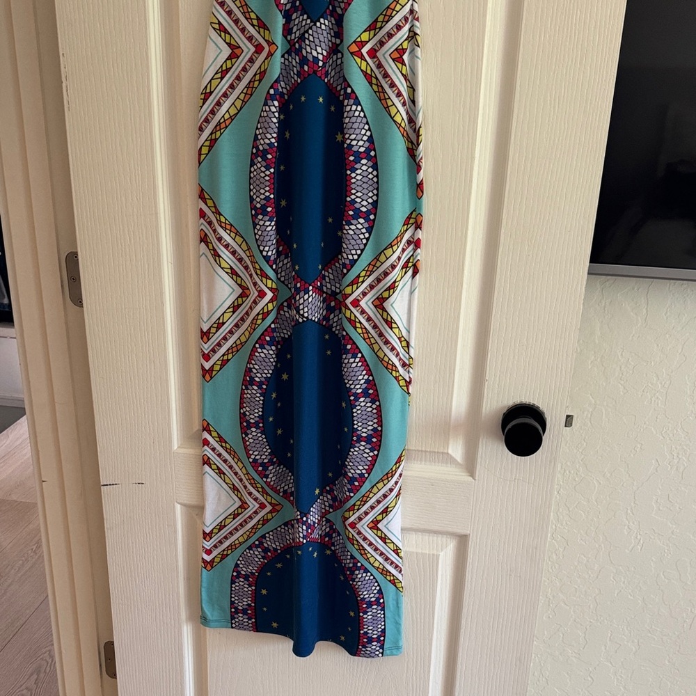 Mara Hoffman Teal & Deep Blue Geometric Racerback Snake Maxi Dress - Picture 5 of 5